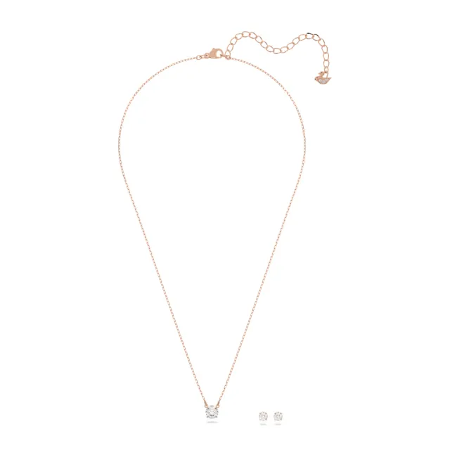 【SWAROVSKI 施華洛世奇】官方直營 Stilla Attract 套裝 白色 鍍玫瑰金色 | 5616233