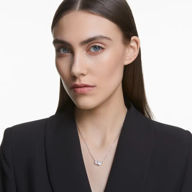 【SWAROVSKI 施華洛世奇】官方直營 Mesmera 項鏈 心形 愛心 白色 鍍白金色 | 5517117