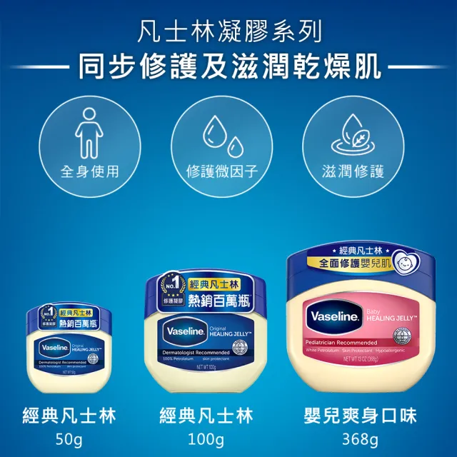 【Vaseline 凡士林】官方直營 經典嬰兒高純修護凝膠368gx3入