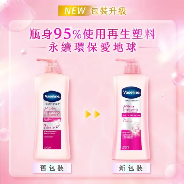 【Vaseline 凡士林】官方直營 新品上市!透亮系列潤膚露320ml(十效彈潤/涼感水潤/SPF30透亮防曬/瞬效透亮)