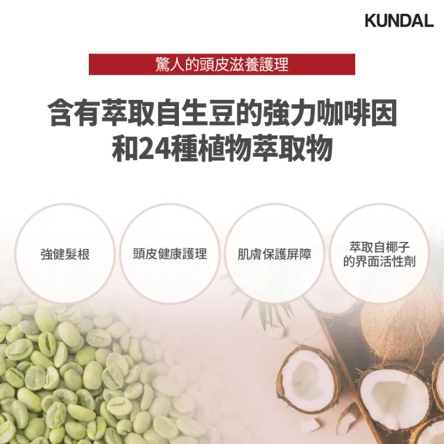 【KUNDAL 昆黛爾】咖啡因强健髮根洗髮乳 500ml〈不含矽靈〉