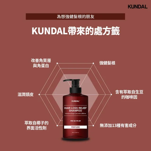 【KUNDAL 昆黛爾】咖啡因强健髮根洗髮乳 500ml〈不含矽靈〉