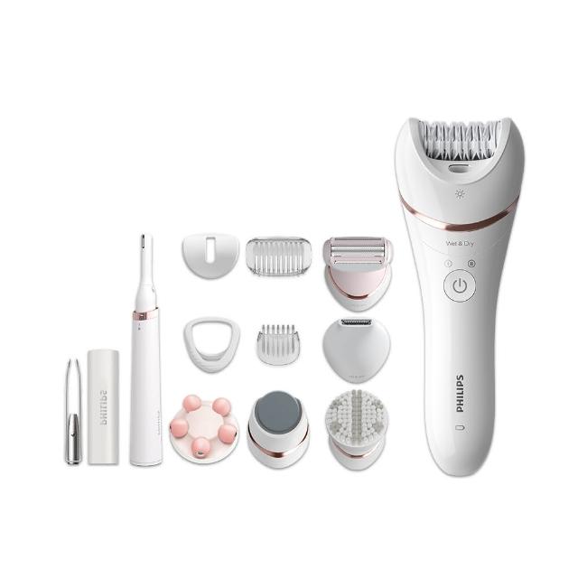  飛利浦 BRE740/90 刮拔兩用美容儀，適合臉部、腋下、腿部、手部、比基尼線及腳跟等多部位使用。白色系設計，中國製造，尺寸約25x7x19cm，重量720g。全機水洗，充電式電源支援國際電壓。配件包含刮刀頭、修剪梳、比基尼修剪刀、修飾梳、身體去角質刷、去硬皮器、敏感部位保護蓋、肌膚延展器及收納袋。2年保固，個人衛生用品，BSMI免檢。注意無線使用，請詳閱說明書。飛利浦客戶服務專線：0800-231-099。 