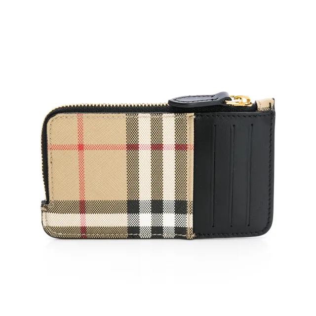 【BURBERRY 巴寶莉】格紋拉鍊 零錢包(米/黑)