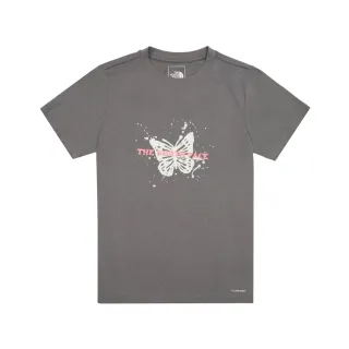【The North Face】北面女款灰色FLASHDRY速乾胸前印花短袖T恤｜8GX70UZ 排汗衫