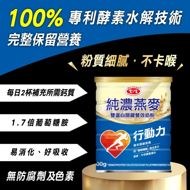 【愛之味】純濃燕麥雙蛋白關鍵雙效奶粉x2入(600g) (奶素)
