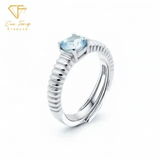 【CF Diamond】戒指 天然海藍寶石 40分《冰晶》雙11(女戒 鑽戒 禮物 生日)