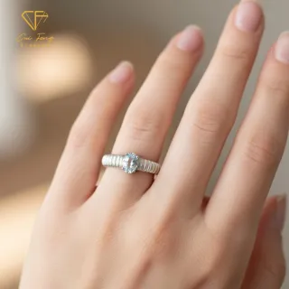 【CF Diamond】戒指 天然海藍寶石 40分《冰晶》雙11(女戒 鑽戒 禮物 生日)