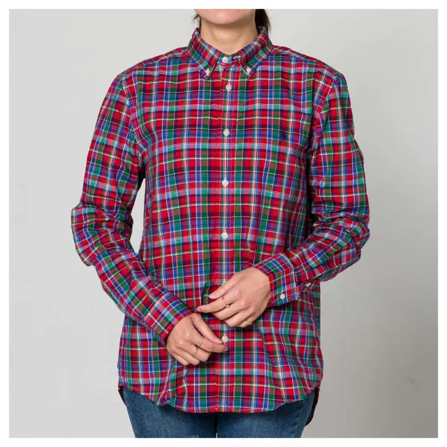 【RALPH LAUREN】小馬logo長袖多色格紋 襯衫(主體紅色)(XL)