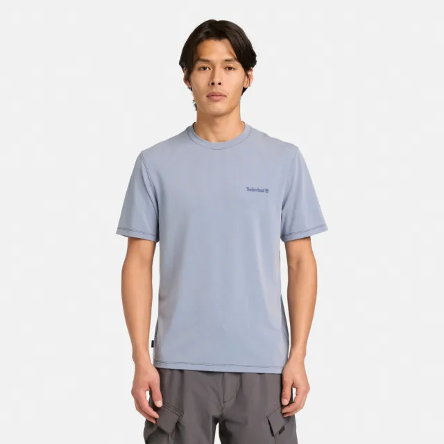 【Timberland】男款灰藍色Polartec R快乾短袖T恤(A4215ADJ)