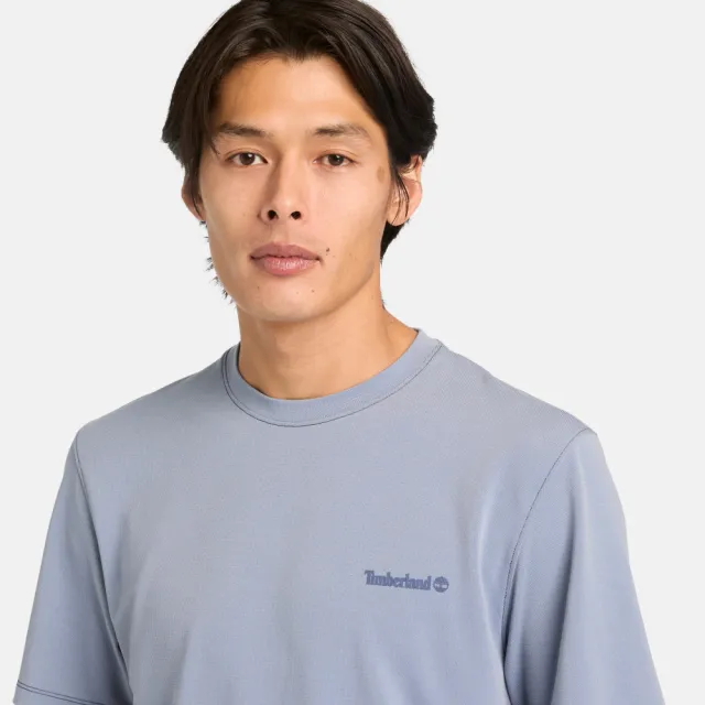 【Timberland】男款灰藍色Polartec R快乾短袖T恤(A4215ADJ)