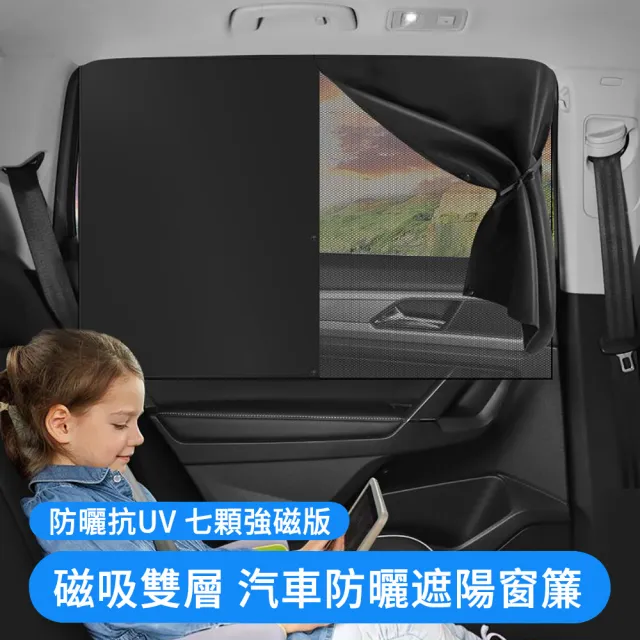 【ELLY】磁吸汽車遮陽簾 雙層防曬隔熱窗簾(抗UV/防窺網紗/車用遮光簾/免安裝 輕量側窗適用)