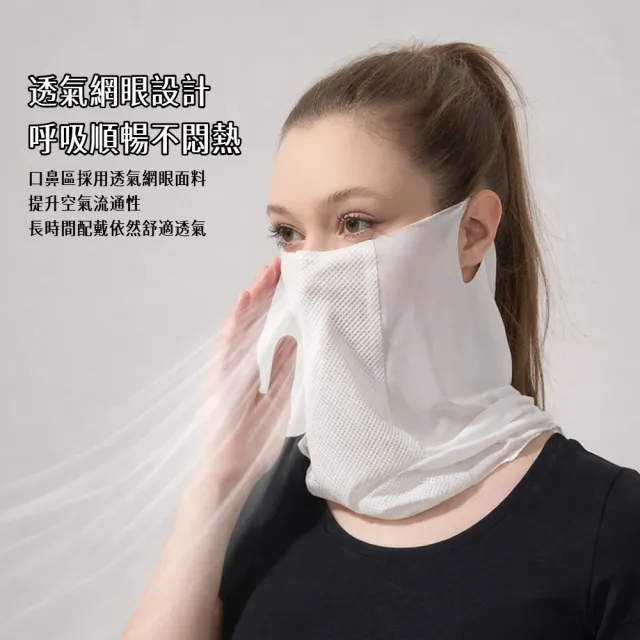【A&R】冰絲涼感透氣防曬面罩 網眼掛耳薄款（男女適用 高爾夫 夏季防曬 戶外 騎車 運動 登山 釣魚）