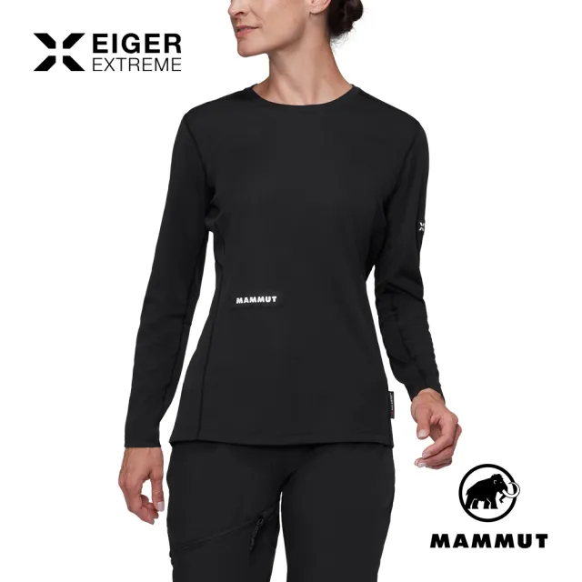 【Mammut 長毛象】Eiger Nordwand FL Longsleeve W 極限艾格長袖排汗衣 黑色 女款 #1016-01800