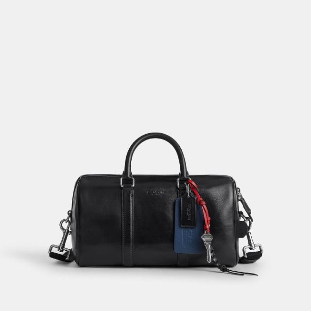 【COACH】蔻馳官方直營 VENTURER 27 掛件裝飾行李袋 旅行袋 斜背包-SV/黑色(CDY54)