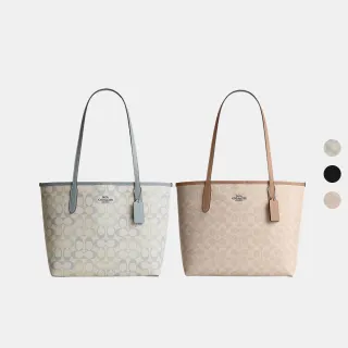 【COACH】蔻馳官方直營 CITY 經典 SIGNATURE 中號托特手袋 托特包-多色任選(CDX82/CDZ09)