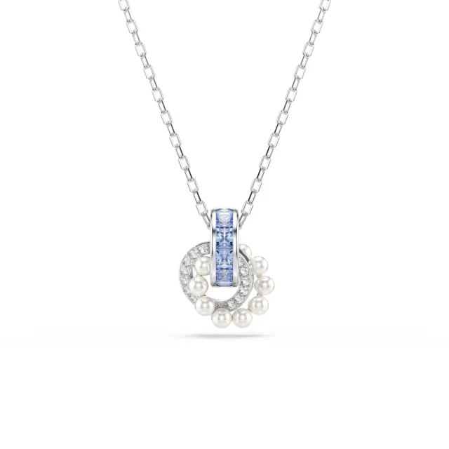 【SWAROVSKI 施華洛世奇】官方直營 Connexus 鏈墜 水晶珍珠 藍色 鍍白金色 | 5741331 (情人節禮物)
