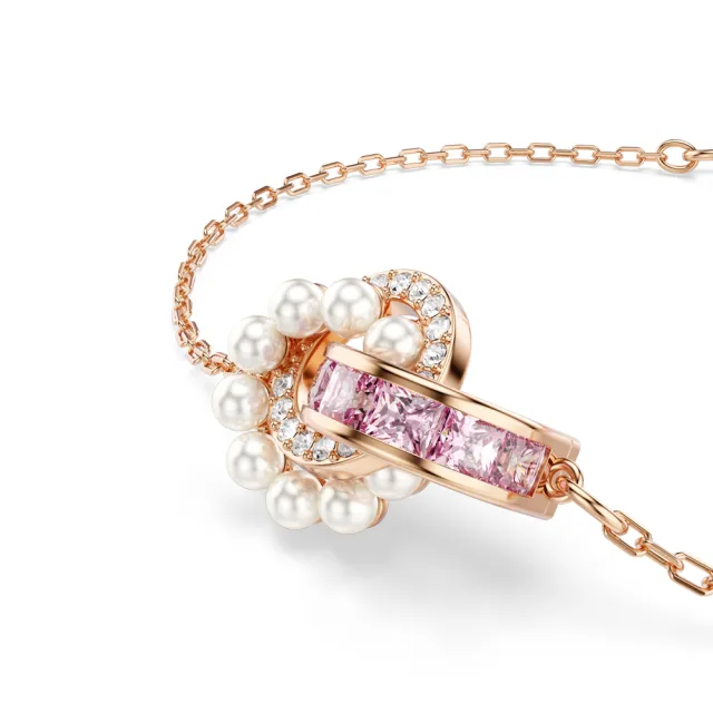 【SWAROVSKI 施華洛世奇】官方直營 Connexus 手鏈 水晶珍珠  混合式切割 粉紅色  | 5741336