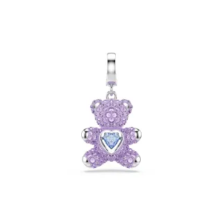 【SWAROVSKI 施華洛世奇】官方直營 Idyllia Charm 紫色泰迪熊 混合式切割 鍍白金色 | 5745610