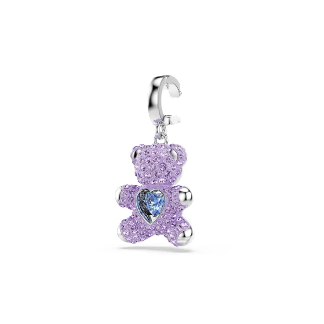 【SWAROVSKI 施華洛世奇】官方直營 Idyllia Charm 紫色泰迪熊 混合式切割 鍍白金色 | 5745610
