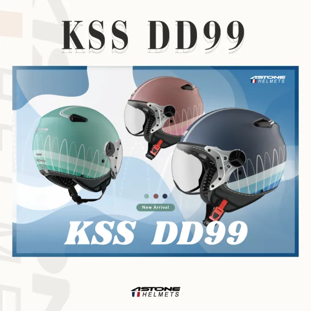 【ASTONE】官方直營-KSSDD99 3/4 半罩復古安全帽 飛行帽 造型鏡片(平淺綠/綠 平灰藍/藍 平櫻粉/粉紅)