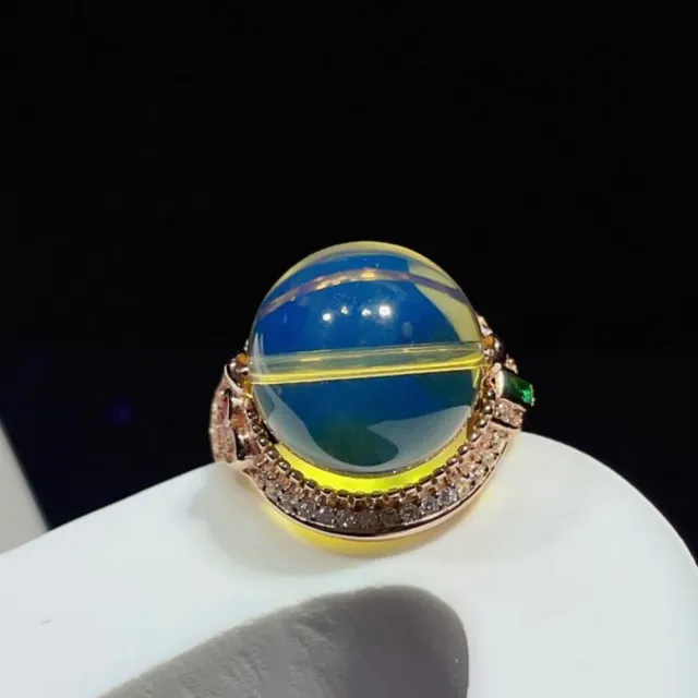 【勝弘珠寶】多明尼加藍珀時來運轉戒指-13mm