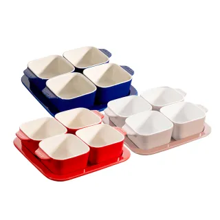 【STAUB】方形陶缽烤盤4+1件組(德國雙人牌集團官方直營)