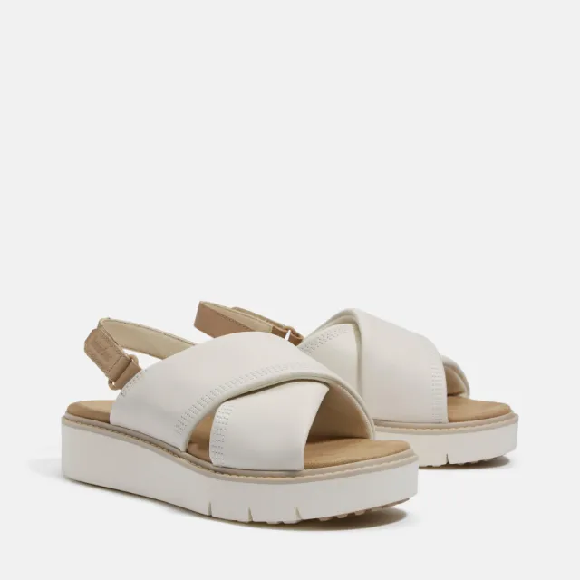 【Timberland】女款象牙白後帶式皮革涼鞋(A415JETD)