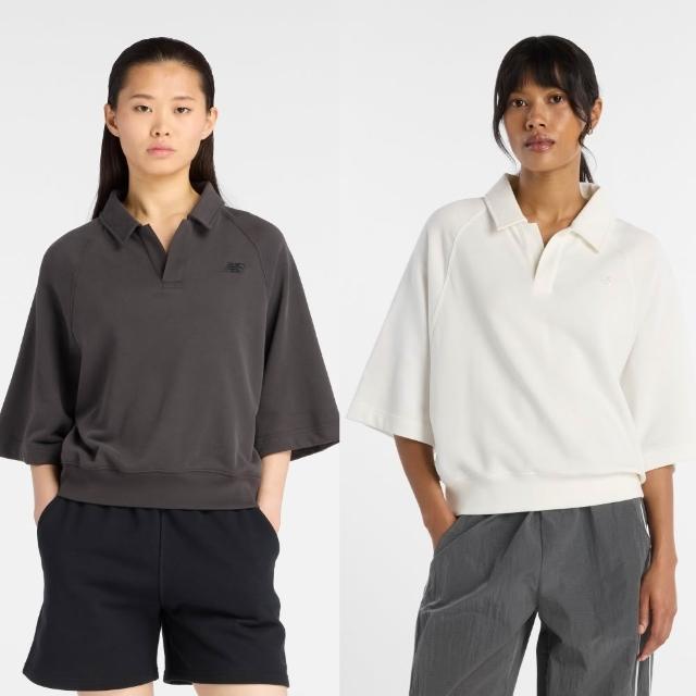 【NEW BALANCE】NB 寬鬆短袖Polo_女性_深灰/米白色_WT611044ABR_WT611044SST(美版 版型偏大)