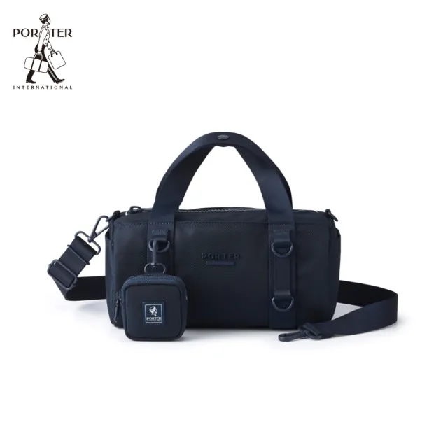 【PORTER INTERNATIONAL】圓筒輪廓ROLLIN手提包-M(藍)