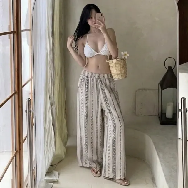 【SeasonsBikini 】寬鬆舒適顯瘦寬褲落地長褲-31