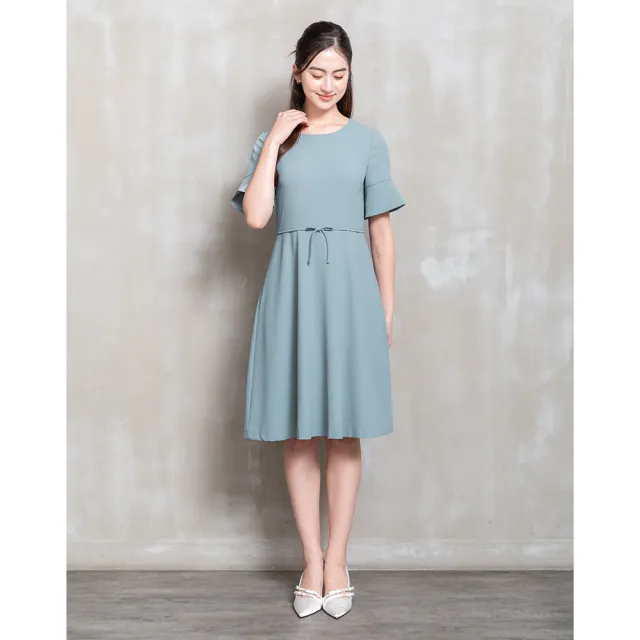 【perng yuh 芃諭名品】青空微瀾 喇叭袖 厚雪紡洋裝(2026 SS Collection｜5A春夏新品上市)