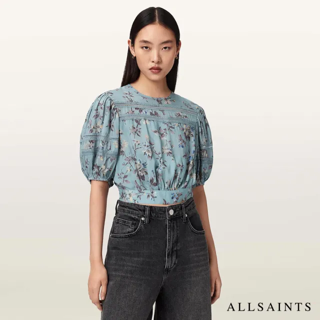 【ALLSAINTS】PEONY 印花造型上衣-藍 W071PE(舒適版型)