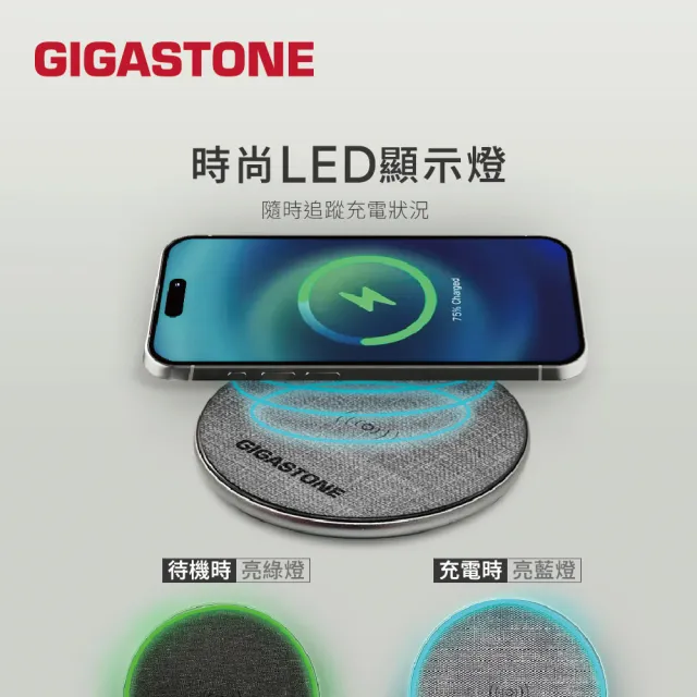 【Gigastone 立達國際】2入組 10W布質無線充電盤WP-5310(QI智能辨識/支援iPhone17/16/AirPods耳機)