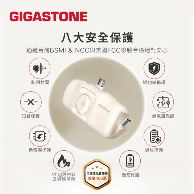 【Gigastone 立達國際】2入組 5000mAh 15W直插式行動電源(Type-C/Lightning任選/黑色/奶茶色)
