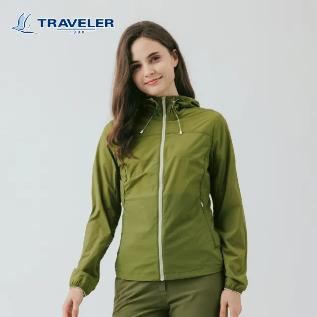 【TRAVELER 旅行者】女款輕量彈性防潑水自體收納抗UV外套(帽馬尾結構)｜261TR219