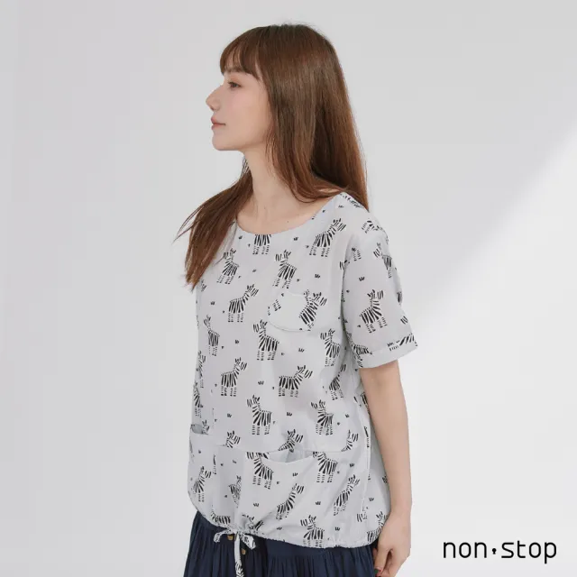 【non-stop】斑馬印花綁帶上衣-2色