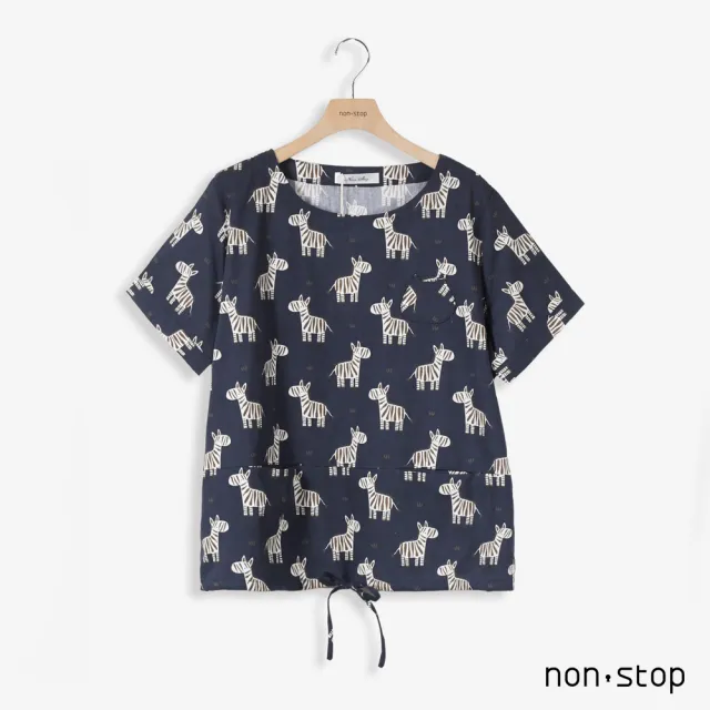 【non-stop】斑馬印花綁帶上衣-2色