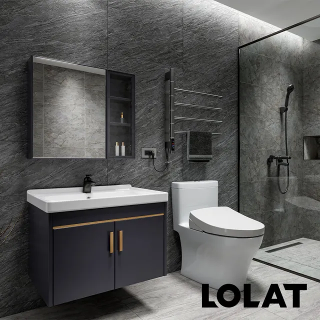 【LOLAT 羅力】官方直營 鋁合金60公分置物收納鏡櫃/茶色透視玻璃(MA501/MA501-KG-含基本安裝費)