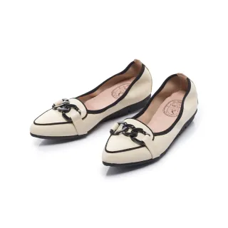 【FAIR LADY】我的旅行日記 俐落尖頭鏈帶增高平底鞋(香草/502296 女鞋)