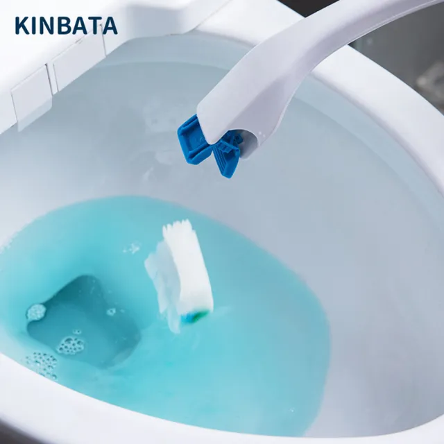 【FIFIOO 杏屋家居】日本KINBATA可溶解拋棄式馬桶刷(附贈16入刷頭/自帶清潔液/即用即拋/不易滋生細菌)