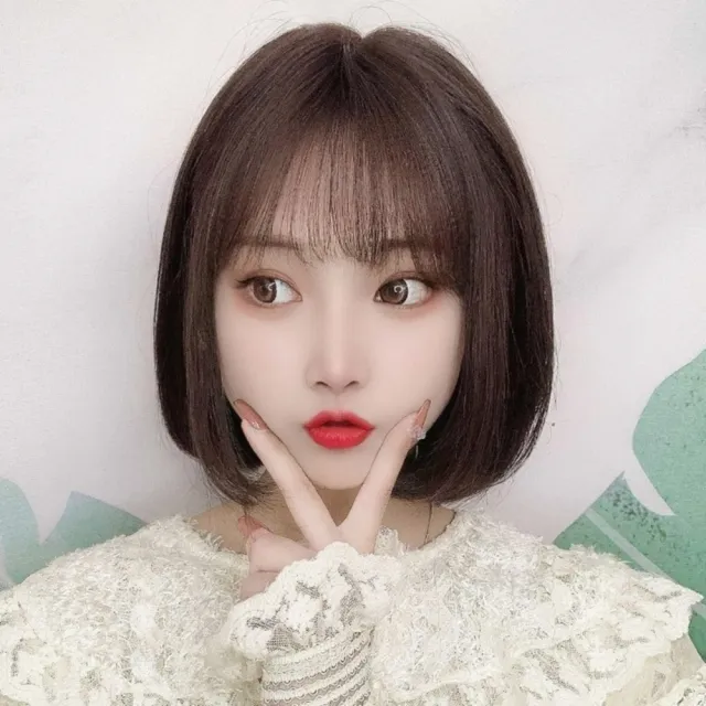 【巴黎精品】現貨限搶 女真髮整頂輕短假髮透氣隱形(自然波波頭空氣瀏海a1ej15)