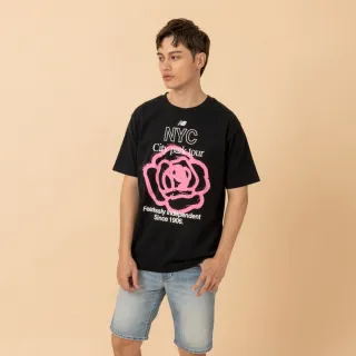 【NEW BALANCE】NB 玫瑰圖案短T_MT61018IBK_男性_黑色(美版 版型偏大)