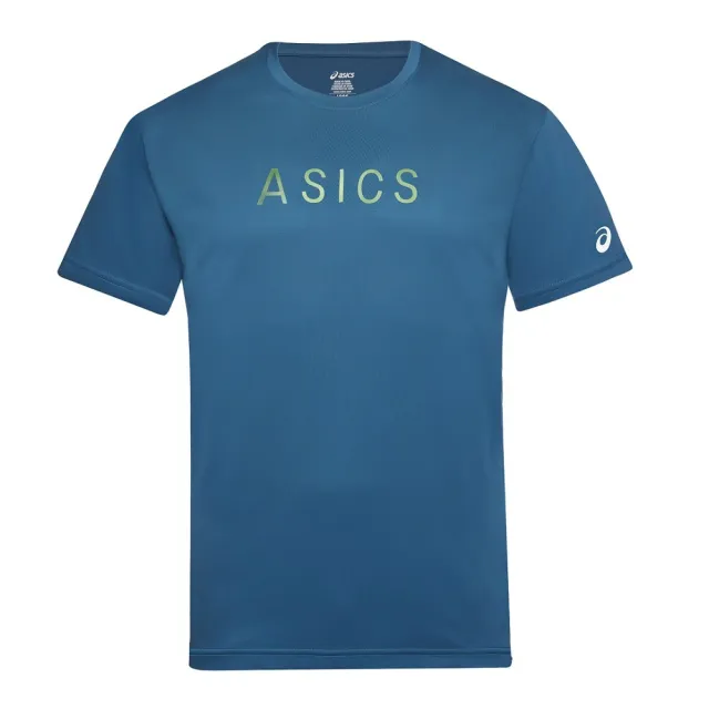 【asics 亞瑟士】短袖上衣 男 訓練 慢跑 藍綠 2031F567-401