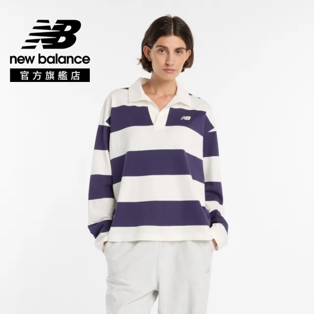 【NEW BALANCE】NB 條紋長袖上衣_WT53522BOY_女性_紫白色(美版 版型偏大)