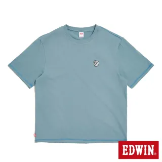 【EDWIN】男裝 小骷髏寬版短袖T恤(灰綠色)