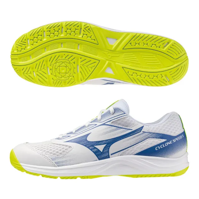 【MIZUNO 美津濃】Cyclone Speed 5 男 排球鞋 寬楦 包覆 回彈 白 藍(V1GA258039)