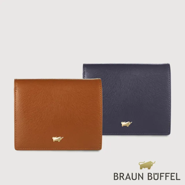 【BRAUN BUFFEL 德國小金牛】萊納斯-TW 3卡兩折短夾-多色任選(BF891-401-DB/SAL) 錢包送禮推薦