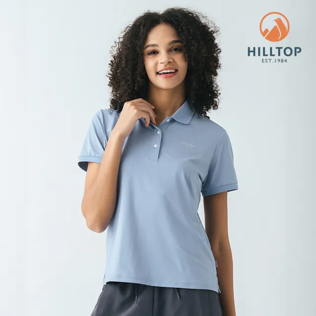 【Hilltop 山頂鳥】Polygiene吸濕快乾抗UV施華洛世奇燙鑽彈性POLO衫 女款 霧藍|PS14XFM1ECE0