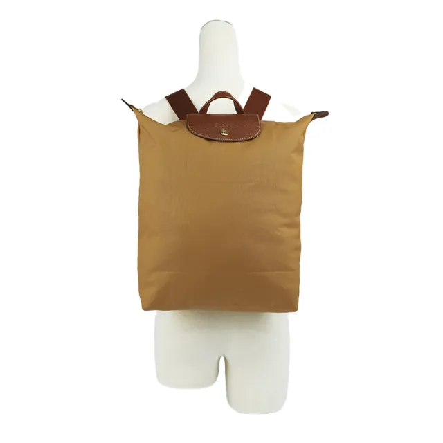 【LONGCHAMP】Le Pliage Original M 再生帆布中型折疊後背包(鹿皮色)
